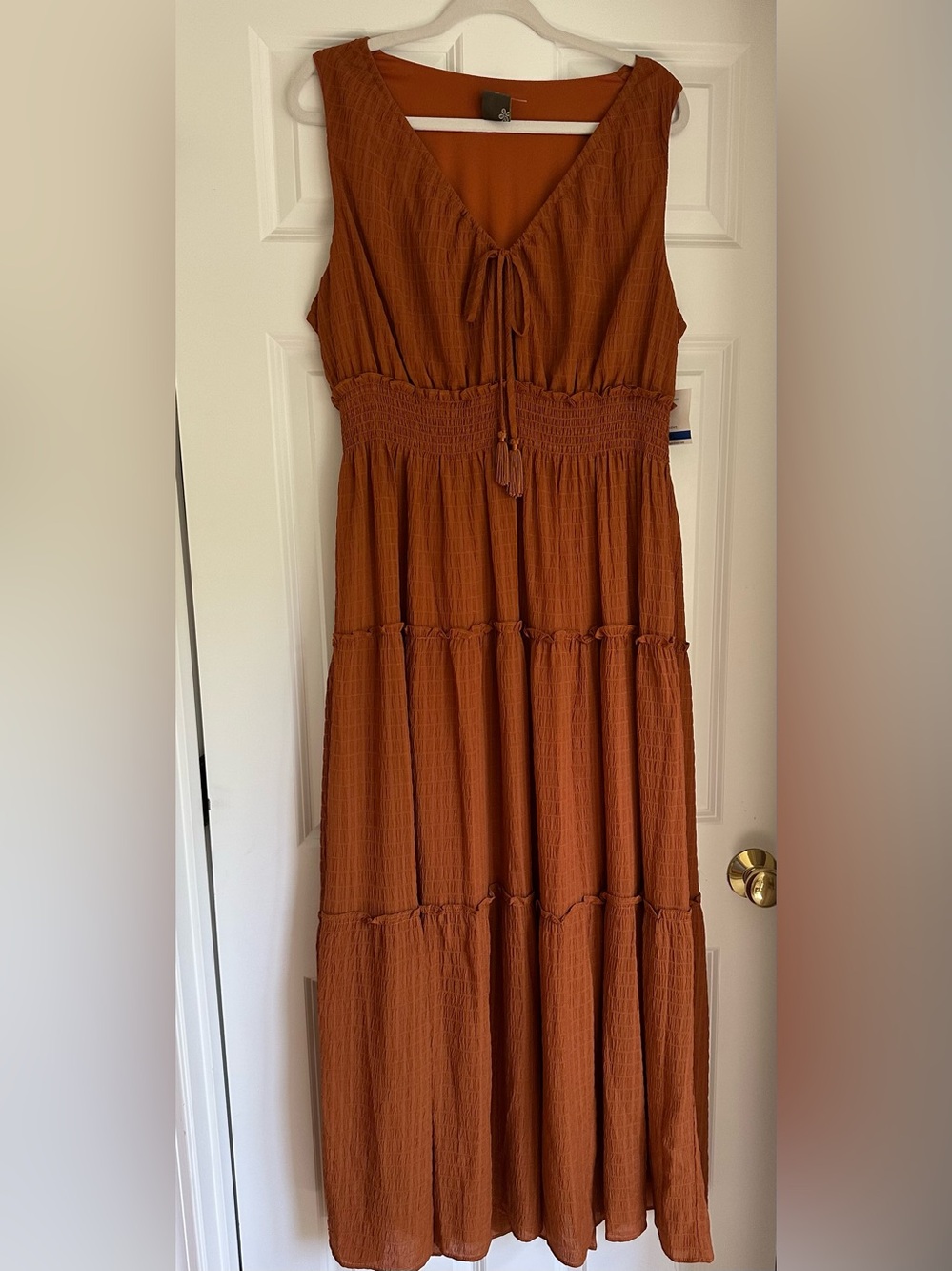 Taylor Burnt Orange Sleeveless Tiered Maxi Dress (Size XL w/ Tags)